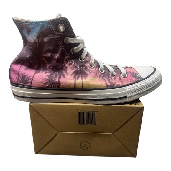 Converse Chuck Taylor High Top Men 7 Women 9 Sunset Palms Tree Shoes Classic - Picture 6 of 10